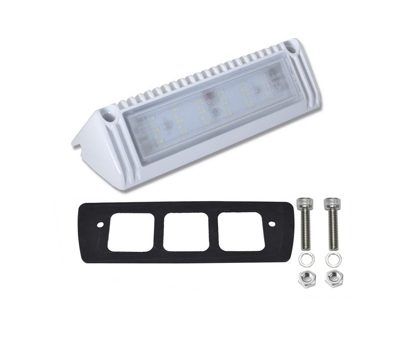 Raycharm 9" RV & Boat Exterior LED Scene Lighting Fixture, 40Â° Down Angle Flood Beam, 6000K Cool-White, 12V/24V DC, High Lumen Output Low Current Draw, Waterproof White Finish, 1-Pack - Image 3